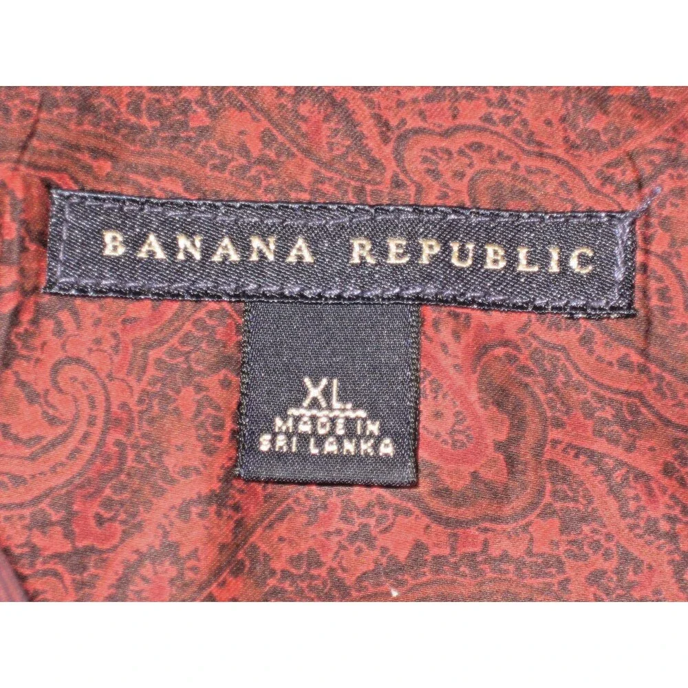 Mens Banana Republic Cotton Blend LS Maroon Striped Casual Shirt sz XL
